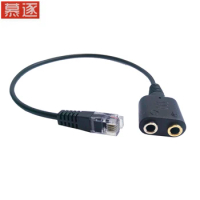 New 1PC 25cm Dual 3.5mm Audio Jack Female to Male RJ9 Plug Adapter Convertor Cable PC Computer Headset Telephone Using