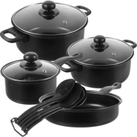 7 Pcs Cast Iron Pots And Saute Pan With Lid Set Skillet Fry Saute Pan With Lid Cooking Pots Nonstick Cookware Utensils For