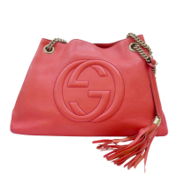 【二手名牌BRAND OFF】GUCCI 古馳 粉色 皮革 鍊帶 肩背包 308982