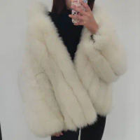 Winter Jacket Vest Luxury Furry Fur 100%Natural Real Fox Fur Coat For Women's Warm Coat Clothes For Women Black