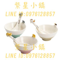 日式貓咪卡通碗可愛立體陶瓷碗吃飯碗家用兒童創意米飯碗趴貓小碗【繁星小鎮】