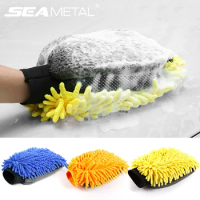 SEAMETAL Double-Side Car Wash Gloves Microfiber Coral Fleece Cleaning Wash Tools Thick Soft Anti Scratch Glove Car Washing Mitt