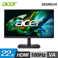 【Acer 宏碁】EK220Q H3 22型VA 抗閃螢幕【三井3C】