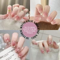 [Amisah] 3D Bow Press On Nails | French Fake Nails Set with Glue | Acrylic Full Cover Cute Strobe Na