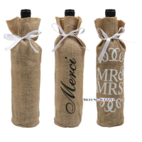 Jute Wine bottle sleeve Gunny bag,Linen cloth Drawstring Bag,Drawstring Organza bag Christmas Wedding Gift Jewelry Packaging bag