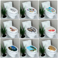 32cm*39cm Sticker WC Pedestal Pan Cover Sticker Toilet Stool Sticker Home Decor Bathroon Decor 3D Printed Flower View