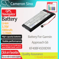 CameronSino Battery for Garmin Approach G6 fits Garmin KF40BF45D0D9X GPS, Navigator battery 1000mAh/3.70Wh 3.70V Li-ion Black