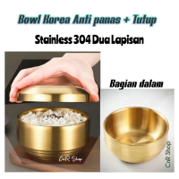 mangkuk nasi korea premium / mangkok stainless custom nama / mangkok dengan tutup korea gold stainle