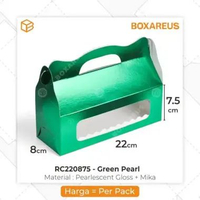 Dus Box Bolu Gulung Roll Cake Kotak Kemasan Handle Gable | RC220875 GREEN