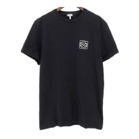 【LOEWE 羅威】LOGO刺繡棉質T恤(黑底/白字)