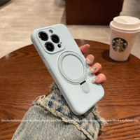 磁吸折疊支架適用蘋果15promax手機殼液態硅膠iphone14新款全包13防摔保護套12純色簡約11超薄磨砂16高級感軟