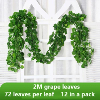 Artificial Grape Leaf Vine Decoration Fake Leaves Creeper Green Leaves Pipe Ceiling Party Wedding Decoration