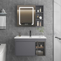 Bathroom Cabinet Wall Mounted Integrated Cabinet With Ceramic Washbasin And Mirror Vanity Sink With Faucet Bathroom Furniture