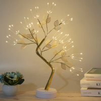LED Bonsai Tree Light USB Charging Table Bedside Tree Lamp Adjustable Touch Switch Bonsai Fairy Lights DIY Artificial Xmas