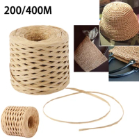 200/400M Raffia Paper Ribbon DIY Craft Raffia Straw Yarn for Knitting Crocheting Paper Threads Gift Packing Ribbon Wedding Decor