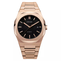 D1 Milano Jam Tangan Pria D1 Milano Mechanical D1-ATBJ03 Black Dial Rose Gold Stainless Steel Strap