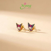 Yayang Anting Tusuk Toge Sanrio - Giwang Bayi / Giwang Anak Bentuk Sanrio Kuromi Blckbrs Silvr