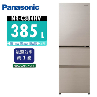 Panasonic國際牌 385公升一級能效無邊框鋼板系列右開三門變頻冰箱 NR-C384HV 香檳金/晶鑽白