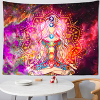 Indian Buddha Statue Meditation 7 Chakra Tapestry Wall Hanging Mandala Tapestries Wall Psychedelic Y