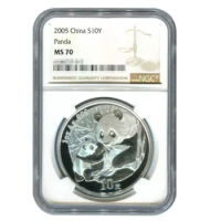 2005 China 1oz Silver Panda Coins NGC 70