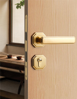 門鎖 新中式金色門鎖室內臥室分體鎖磁吸靜音家用房門鎖現代木門鎖