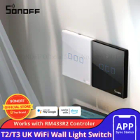 SONOFF TX Black/ White UK Wifi Smart Switch Smart Wall Switch Glass Panel Wifi Touch Switches Work With Alexa Google Home