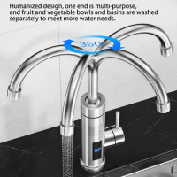 3000W Tankless Heating Faucet 360 Degree Adjustable Electric Hot Water Heater Faucet Instant Electric Water Tap Kitchen Supplies
