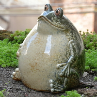 陶瓷青蛙擺件 陽臺花園別墅裝飾品戶外動物造景家居招財風水擺設1入