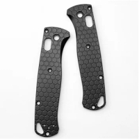 New 1 Pair Honeycomb Pattern Aluminium Alloy Knife Grip Handle Patches for Benchmade Bugout 535 Fold Knives DIY Scales SandBlast