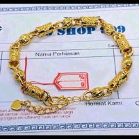 gelang tangan wanita mas muda motif padi bulat free surat toko
