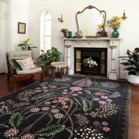 Retro American Living Room Carpet Luxury Peacock Bedroom Rug Oversized Dark Color Room Alfombra Fluffy Thickened Tapis Tapete 러그