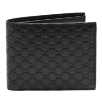 【GUCCI 古馳】經典Guccissima GG壓紋牛皮摺疊短夾(黑色-6卡260987-BMJ1N-1000)