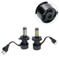 Mentol lampu hadapan kereta LED H4 HB2 9003, 4 sisi, cahaya tinggi/rendah, 6500K, 2500W, 375000 lm