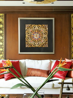 異麗客廳木雕裝飾畫沙發背景壁畫餐廳會所玄關墻面東南亞大象掛畫