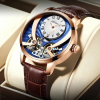 AILANG Mens Watches Top Brand Luxury Mechanical Watch Fully Automatic Luminous Waterproof Clock Leather Strap Relogio Masculino