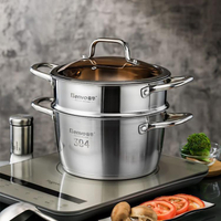 不銹鋼湯鍋304食品級 家用雙耳雙層蒸鍋 加厚湯蒸鍋炊具鍋具批發