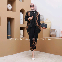 Setelan Cardigan Batik Renda Modern Wanita - Baju Batik Renda - One set Muslim Rayon Outer Batik Kon