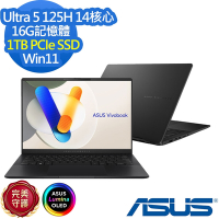 ASUS S5406MA 14吋效能筆電 (Ultra 5 125H/16G/1TB PCIe SSD/Vivobook S OLED/極致黑/特仕版)