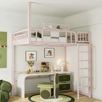 鐵藝高架床上床下桌小戶型複式二樓床單上層下空二層床錯位組合床