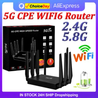 5G CPE WIFI6 Router 4*LAN 1*WAN Ports Modem Router Dual Band 2.4G+5.8G Home Router 5dBi High Gain Antennas with SIM Card Solt