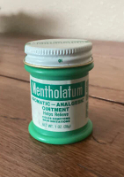 Vintage Mentholatum Aromatic Analgesic Ointment Jar, Plastic Jar w Metal Lid