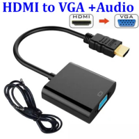 400pcs HDMI to VGA with 3.5mm Jack Audio Cable Video Converter cable Adapter For Xbox 360 PS3 PS4 PC Laptop DVD