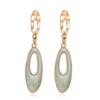 Golden Cambridge Blue Pink Drop Shape Hollow Alloy Dangle Earrings For Women Jewelry Accessories