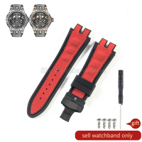 Black Blue Gray Folding Buckle for Roger Dubuis EXCALIBUR Genuine Leather Watch Strap 19x28mm Double
