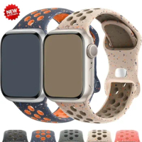 Original Sport Rubber Strap for Apple Watch Band Ultra 2 49mm 45mm 44mm 42mm 38mm Colored Particles Band for IWatch 9 8 7 6 5 SE