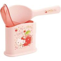 【小禮堂】HELLO KITTY 日本製 塑膠飯匙 附盒 飯勺 挖匙 餐具盒 《粉 蘋果》 凱蒂貓