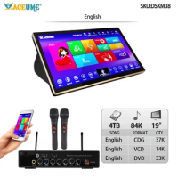 DSKM38-4TB HDD 84K English Songs 19" Touch Screen Karaoke Player Individual Karaoke Mixer Free Wired Microphone Select Songs