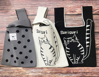日本進口 韓國風 貓咪 點點 針織包 針織手提袋｜小鶴日貨
