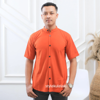Kemeja Kasual Cowok Keren Slimfit Lengan Pendek Bahan Lacoste Pique