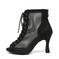 JuseDanc Dance boots women Winter Shoes Salsa Dance Shoes High Heels Ankle Boots Custume Shoes Leapord Tango Shoes